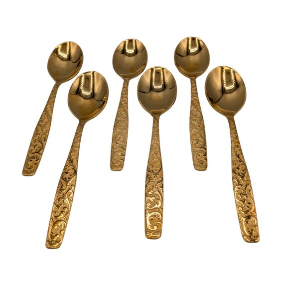 Americana Golden Heritage Flatware Golden Scroll 6 Tablespoons 7" Vintage - Picture 1 of 9